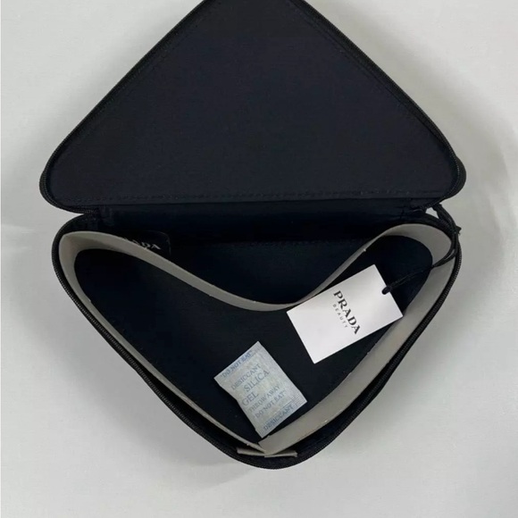 NWT Prada Triangle Beauty Pouch w/ d-ring and chain set $200 retail! - Picture 3 of 3